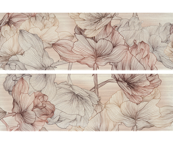 Obklad s květinami Polis Volcano Petunia Decoro Beige AB 20x60