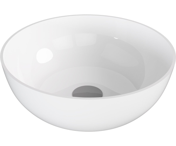 Polysan Banera Round Umyvadlo Na Desku, Litý Mramor, Průměr 39cm, Bílá