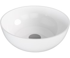 Polysan Banera Round Umyvadlo Na Desku, Litý Mramor, Průměr 39cm, Bílá