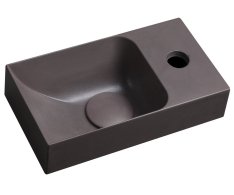 Sapho Piccolino Betonové Umývátko 30,8x17cm, Baterie Vpravo, Tmavě Hnědá Mat