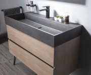 Sapho Quadrado Betonové Umyvadlo Včetně Výpusti, 96x44cm, černý Granit