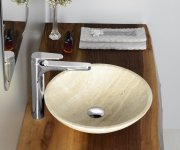 Sapho Blok 1 Kamenné Umyvadlo Na Desku ø 40cm, Leštěný Béžový Travertin