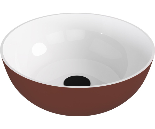 Polysan Banera Round Umyvadlo Na Desku, Litý Mramor, Průměr 39cm, Bílá/hnědá Mat