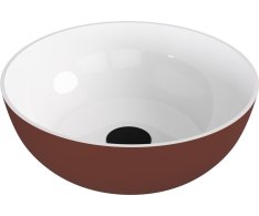 Polysan Banera Round Umyvadlo Na Desku, Litý Mramor, Průměr 39cm, Bílá/hnědá Mat
