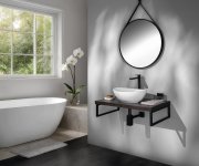 Aqualine Stago Kulaté Zrcadlo ø 60cm, Kožený Pásek, černá Mat