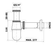 Bruckner Umyvadlový Sifon 5/4", Dn32, Chrom