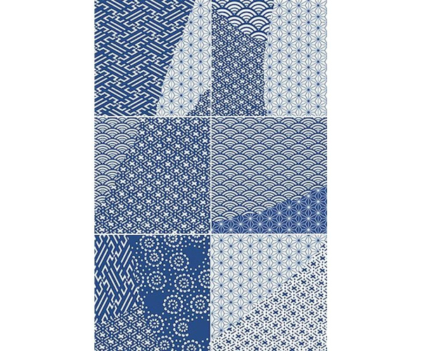 Vzorovaná dlažba Fioranese Kintsugi Blue MIX JAPAN 20,13x20,13 Luc. Rett.