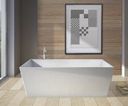 Gelco Kvadrie Volně Stojící Vana 1590x650x550mm, Litý Mramor, Bílá Lesk