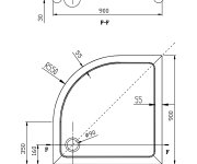 Aqualine Tecmi Sprchová Vanička Z Litého Mramoru, čtvrtkruh 90x90cm, R550, Bílá