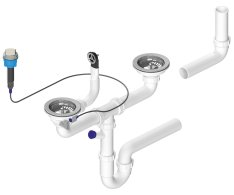 Bruckner Dřezový Sifon S Přepadem, Ovládáním A Odbočkou, 6/4", Pro Dvojdřez,  Vče