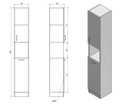 Aqualine Simplex Economy Vysoká Skříňka S Košem 30x180x30cm