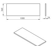 Sapho Plato Deska Rockstone 1000x24x360mm, Bílá Mat