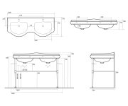 Kerasan Retro Konstrukce Pro Dvojumyvadlo 120cm S Policí, Chrom