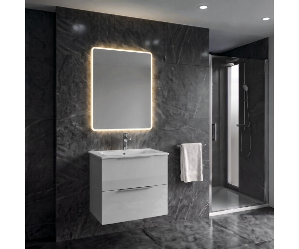 Sapho Set Koupelnová Skříňka Cirasa 60cm S úzkým Umyvadlem A Led Zrcadlem, 2x Zásuv
