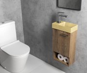 Sapho Piccolino Betonové Umývátko 30,8x17cm, Baterie Vlevo, žlutá Mat