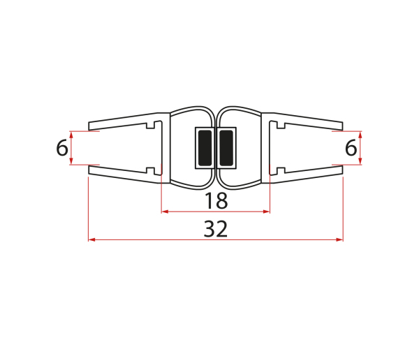 Gelco Magnetické Těsnění Ploché, Sklo 6mm, 2000mm