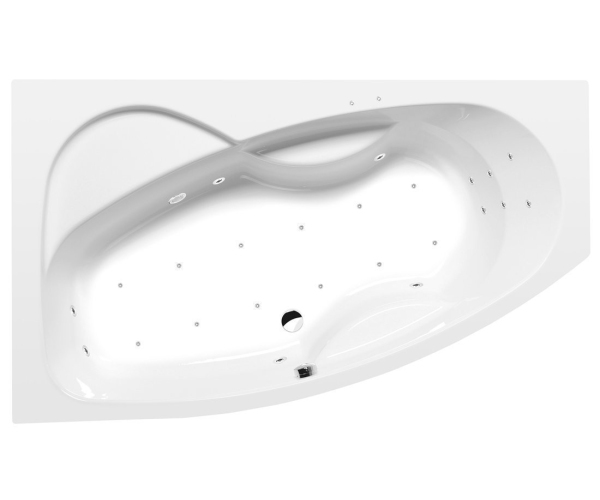 Polysan Mamba L Hydromasážní Vana, 160x95x44cm, Attraction Hydro-air, Chrom