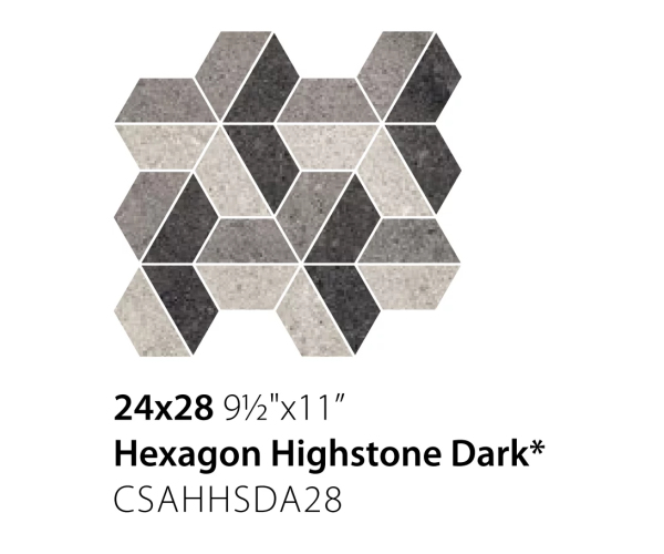 Mozaika jako kámen Sant Agostino Highstone Hexagon Dark 24x28 - šedá