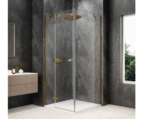 Polysan Globe Gold Matt čtvercový Sprchový Kout 900x900mm, čiré Sklo, Levé