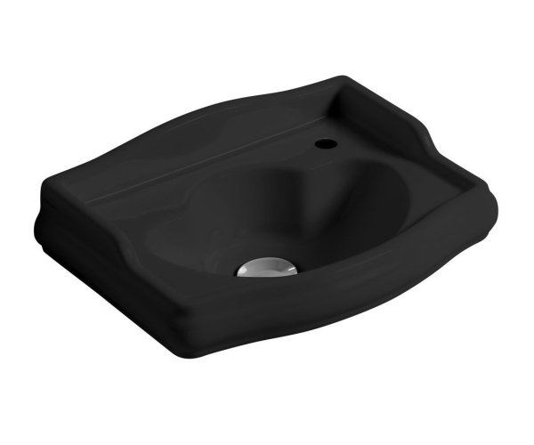 Kerasan Retro Keramické Umývátko 41x30cm, Otvor Pro Baterii Vpravo, černá Mat