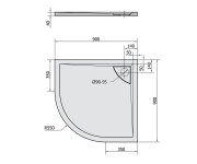 Polysan Lussa Sprchová Vanička Z Litého Mramoru Se Záklopem, čtvrtkruh 90x90cm, R550