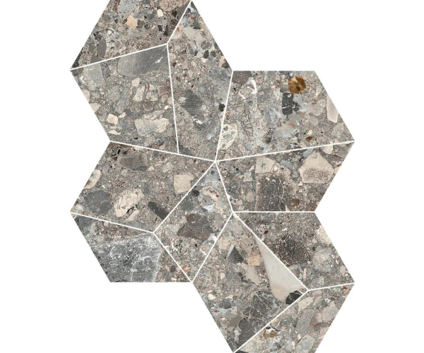 Mozaika jako terrazzo Mirage NORR Farge RR05 Patchy 40x34,7 Nat. - šedá