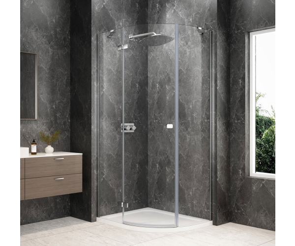Polysan Globe Chrome čtvrtkruhový Sprchový Kout 1000x900mm, čiré Sklo, Levé