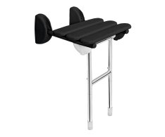 Ridder Handicap Sklopné Sedátko Do Sprchového Koutu S Podpěrou, 38x36cm, černá