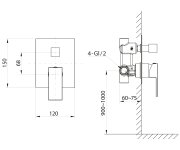 Sapho Cubemix Podomítková Sprchová Baterie, 2 Výstupy, Chrom