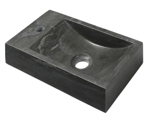 Sapho Blok Kamenné Umývátko 40x22cm, Baterie Vlevo, Antracit
