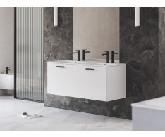 Skříňka pod dvojumyvadlo Chrome II - SD Chrome II 120, bílá, madlo 152 mm, černá