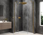 Polysan Globe Gold Matt čtvrtkruhový Sprchový Kout 900x800mm, čiré Sklo, Levé