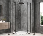 Polysan Globe Gun Metal čtvercový Sprchový Kout 800x800mm, Rohový Vstup, čiré Sklo