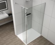 Polysan Esca Chrom Sprchová Zástěna S Instalací Ke Stěně 800mm A Přídavným Panelem 485mm, čiré Sklo