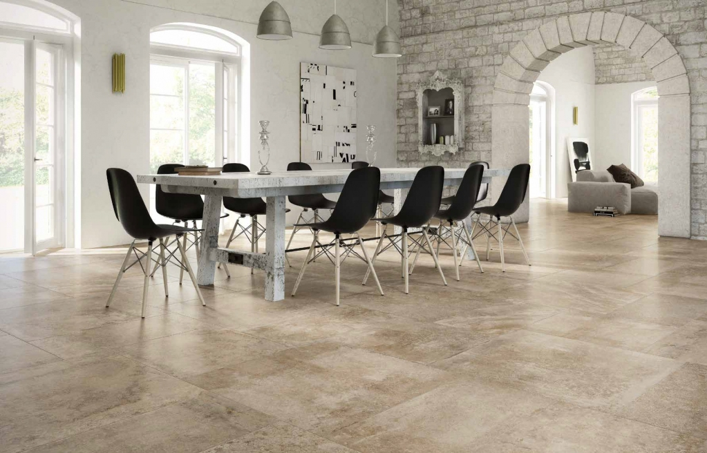 Realizace Dlažba béžovošedý kamený design Castelvetro Always Corda
