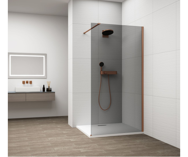 Polysan Esca Copper Matt Jednodílná Sprchová Zástěna K Instalaci Ke Stěně, Kouřov