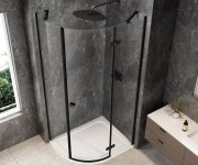 Polysan Globe Black čtvrtkruhový Sprchový Kout 900x800mm, čiré Sklo, Pravé