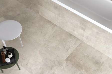 Koupelna s dlažbou v imitaci cementu EdimaxAstor Shade Ivory 60x60 Rett.