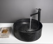 Sapho Blok Kamenné Umyvadlo Na Desku, ø 40cm, Matný černý Marquin