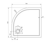 Gelco Xena Sprchová Vanička Z Litého Mramoru, čtvrtkruh 90x90cm, R550, Bílá