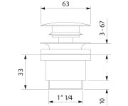 Sapho Minimal Umyvadlová Výpust 5/4“, Click-clack, Velká Krytka, Nerez Mat