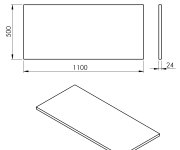 Sapho Plato Deska Rockstone 1100x24x500mm, Bílá Mat
