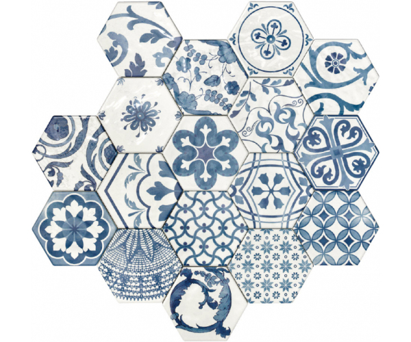 Retro dekor Tonalite Exabright Decoro Mix 15,3x17,5 Blu Bianco 
