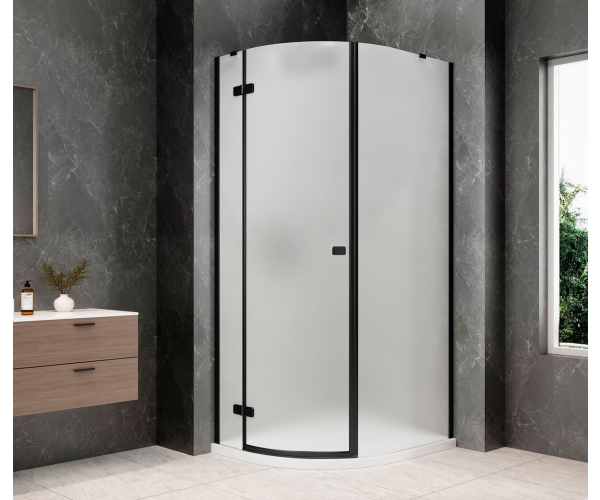 Polysan Globe Black čtvrtkruhový Sprchový Kout 800x900mm, Matné Sklo, Levé