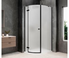 Polysan Globe Black čtvrtkruhový Sprchový Kout 800x900mm, Matné Sklo, Levé