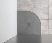 Gelco Mitia Sprchová Vanička Z Litého Mramoru, čtvrtkruh 90x90cm, šedá