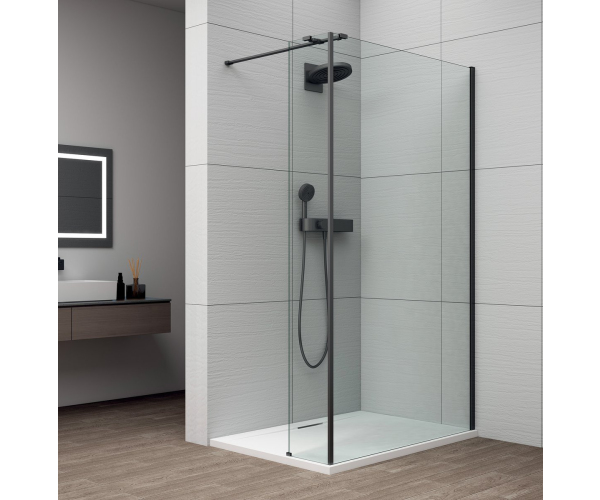 Polysan Esca Black Matt Sprchová Zástěna S Instalací Ke Stěně 700mm A Přídavným P
