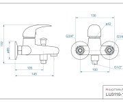 Vanová Stěnová Baterie Bez Příslušenství, Rozteč 100 Mm, Klik-klak - Chrom - Luna LU3110-100