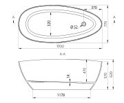 Gelco Elipsie Volně Stojící Vana 1700x770x620mm, Litý Mramor, Bílá Lesk