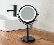 Ridder Daisy Kosmetické Zrcátko Na Postavení Led, ø 150 Mm, Oboustranné, černá